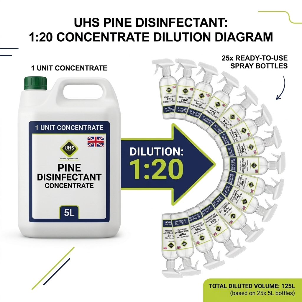 5 litres makes 100 to 165 litres of working cleaner